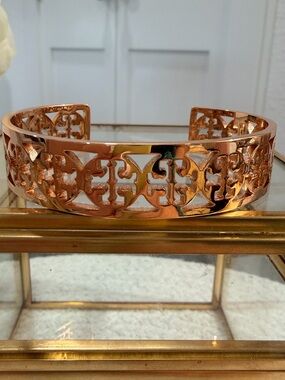Tory Burch Rose Gold Logo Cut out Cuff Bracelet - NWT✨
